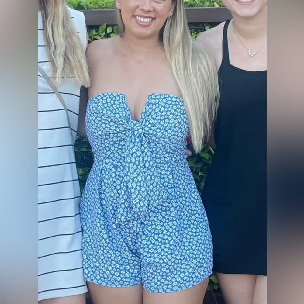 Pink Lily Blue and White Floral Dress